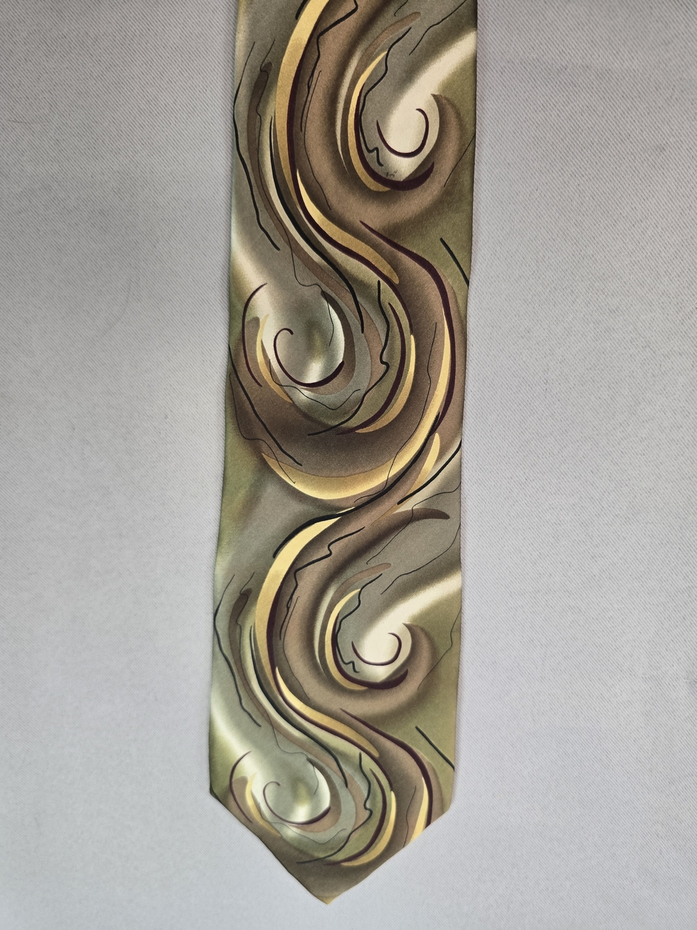 J. Garcia Courtyard Performance 1996 Olive and Gold Silk Tie with Subtle Accent